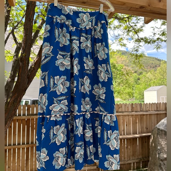 Anthropologie Maeve Alyssa MIDI Blue Floral Skirt 8 - Picture 5 of 16
